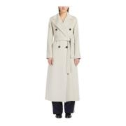 Max Mara Studio Beige Ull Dubbelknäppt Kappa Beige, Dam