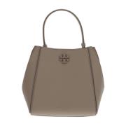 Tory Burch Läder axelväska med logostängning Beige, Dam