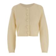 By Malene Birger Ullblandning Crew Neck Cardigan Yellow, Dam