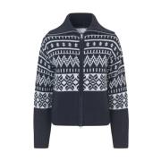 Samsøe Samsøe Jacquard Zip Cardigan Blue, Dam