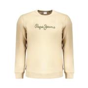 Pepe Jeans Broderad Bomullssweatshirt, Rund Hals Beige, Herr