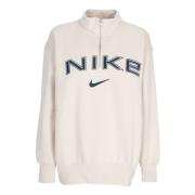 Nike Quarter Zip Crewneck Sweatshirt Lt Orewood White, Dam