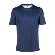 Brunello Cucinelli Herr Bomull T-shirt Slim Fit Blue, Herr