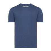 Brunello Cucinelli Indigo Blå Bomull T-shirt Basic Fit Blue, Herr