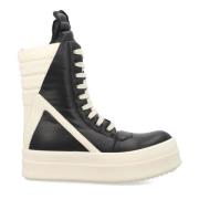 Rick Owens Geometriska höga sneakers Black, Herr