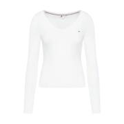 Tommy Jeans V-ringad Topp White, Dam