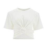 Magda Butrym Räfflad Knuten T-shirt White, Dam