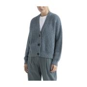 Peserico Alpacka, mohair, bomull och lurex kofta Blue, Dam