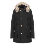 Woolrich Svart Bomullsparkas med Huva Black, Herr