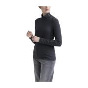 Peserico Turtleneck topp med Punto Luce kant Gray, Dam