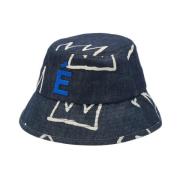 Études Denim Blue Grafisk Bucket Hat Blue, Unisex