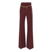 Elisabetta Franchi Burgundy Palazzo Byxor Daglig Stil Red, Dam