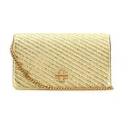 Tory Burch Guld Läder Clutch Väska Yellow, Dam