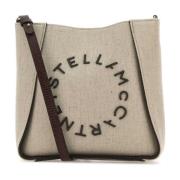 Stella McCartney Kanvas Crossbody Väska i Cappuccino Beige, Dam