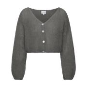 American Dreams Mohair Cropped Cardigan i Grå Gray, Dam