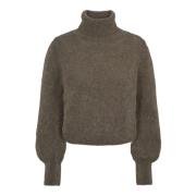 American Dreams Alpacka Ull Rollneck Tröja Mörk Taupe Brown, Dam