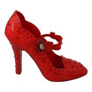 Dolce & Gabbana Röda Kristall Askungen Pumps Red, Dam