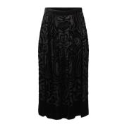 Ulla Johnson Sammet Midi Kjol med Framslits Black, Dam