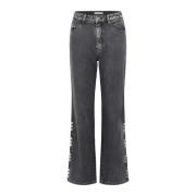 Gestuz Högmidjade raka jeans Gray, Dam