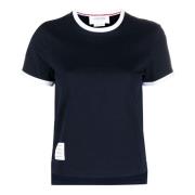 Thom Browne Randig kortärmad mode tee Blue, Dam