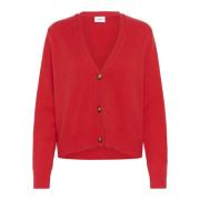 Saint Tropez Röd Stickad Cardigan Invasz Flame Red, Dam