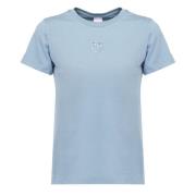 Pinko Blå Jersey T-shirt med Logo Patch Blue, Dam