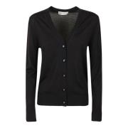 Tory Burch Svart Ull Silk Cardigan med Kontrast Piping Black, Dam