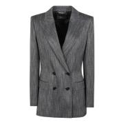 Alberta Ferretti Svart Pinstriped Blazer Dubbelknäppt Black, Dam