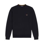 Fred Perry Klassisk Rund Hals Merinoullblandningströja Blue, Herr