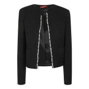 Max Mara Studio Svart Ullblandning Bouclé Jacka Black, Dam