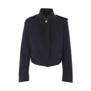 Chloé Marinblå Cropped Bomulls Jacka Blue, Dam