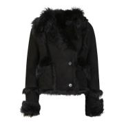 Salvatore Santoro Svart Shearling Jacka Dubbelknäppt Italien Black, Da...