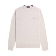 Fred Perry Klassisk Rund Hals Merinoull Blandning Tröja Beige, Herr