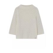 Gustav Cropped Sleeve Knit Sweater Off White White, Dam