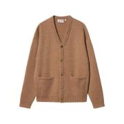 Carhartt Wip Borstad Blandning Knapp Cardigan Brown, Herr