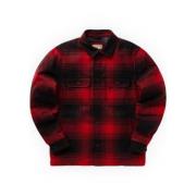 Woolrich Rutig Overshirt i Alaskansk Ull Red, Herr