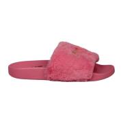 Versace Jeans Couture Fuskpäls Slides med Metalllogotyp Pink, Dam