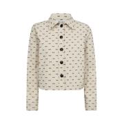 Co'Couture PixieCC Crop Jacket med Snyggt Mönster Beige, Dam