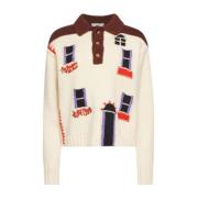 JW Anderson Intarsia Stickad Tröja med Knappslå Multicolor, Dam