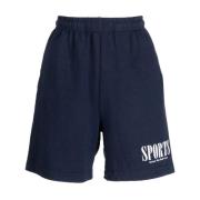 Sporty & Rich Logo-print Bomullsshorts Blue, Dam