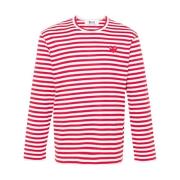 Comme des Garçons Play Randig hjärtmärke rund hals T-shirt Red, Herr