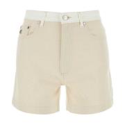 Stella McCartney Tvåtonig denim shorts Beige, Dam