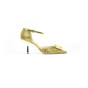 Prosperine Glittersten Sandal med 80mm Klack Yellow, Dam