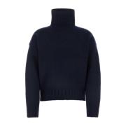 Ami Paris Navy Blue Wool Blend Sweater Blue, Dam