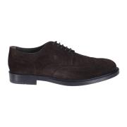 Tod's Brun Mocka Derby Skor med Brogue Brown, Herr