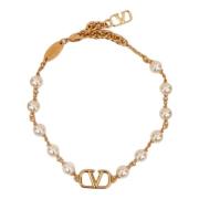 Valentino Garavani Gyllene Bijoux VLogo Armband med Swarovski-kristall...