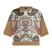 Etro Beige Blommig Paisley Cropped Sweatshirt Multicolor, Dam