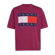 Tommy Jeans Röd Rund Hals Bomull T-shirt Red, Herr