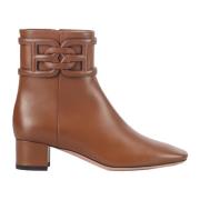 Bally Läder ankelboots med logotyp Brown, Dam