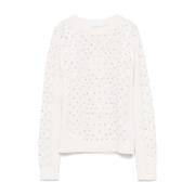 Max Mara Lyxigt Stickat Onde Aw24 White, Dam